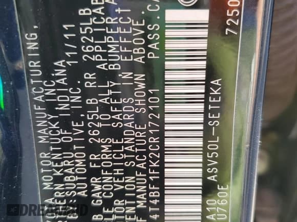 ✅ 2012 Toyota Camry XLE • VIN: 4T4BF1FK2CR172101 • Лот: 87482145. Опубликован ранее на Copart с пробегом 180 743 миль. Бесплатный доступ к архиву аукционных продаж из США и подробный отчёт об истории автомобиля на DreamBid. Изображение 13.