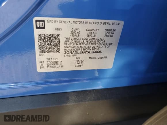 ✅ 2025 Chevrolet Equinox FWD RS • VIN: 3GNAXLEG2SL260601 • Lot: 81830495. Listed on Copart with 2,456 mi. Free auction sales archive from the USA and detailed vehicle history report at DreamBid. Image 13.