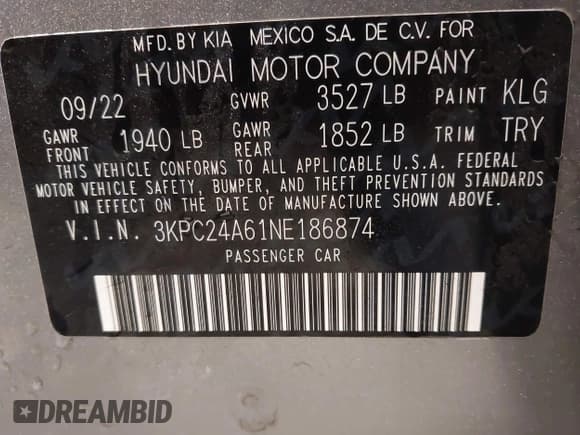 ✅ 2022 Hyundai Accent SE • VIN: 3KPC24A61NE186874 • Лот: 41470977. Опубликован ранее на IAAI с пробегом 31 349 миль. Бесплатный доступ к архиву аукционных продаж из США и подробный отчёт об истории автомобиля на DreamBid. Изображение 9.