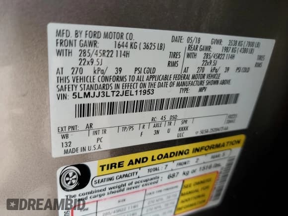 ✅ 2018 Lincoln Navigator Reserve • VIN: 5LMJJ3LT2JEL11953 • Lot: 66187935. Listed on Copart with 81,471 mi. Free auction sales archive from the USA and detailed vehicle history report at DreamBid. Image 13.