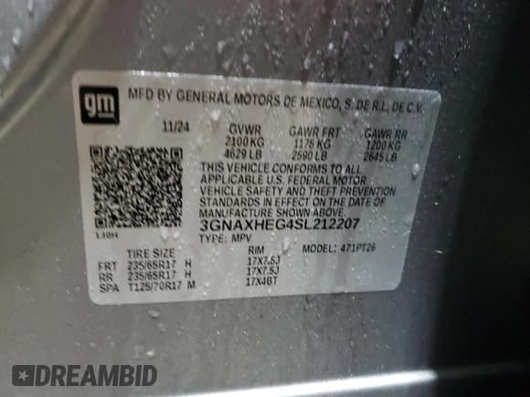 ✅ 2025 Chevrolet Equinox FWD LT • VIN: 3GNAXHEG4SL212207 • Lot: 92156345. Listed on Copart with 21,546 mi. Free auction sales archive from the USA and detailed vehicle history report at DreamBid. Image 13.