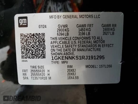 ✅ 2024 GMC Acadia AWD Elevation • VIN: 1GKENNKS1RJ191295 • Lot: 67011685. Listed on Copart with 19,843 mi. Free auction sales archive from the USA and detailed vehicle history report at DreamBid. Image 14.