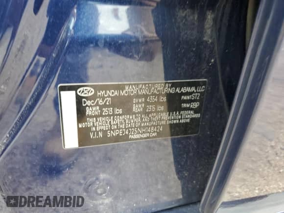 2022 Hyundai Sonata Sport с VIN 5NPEJ4J25NH148424, выставлен на аукционе Copart как лот 67751924 с пробегом 33 643 миль миль и Списание • Salvage title. История ставок и продаж доступна на DreamBid. Изображение 12.