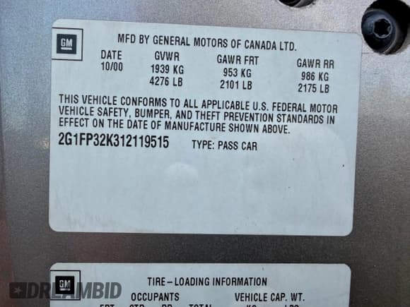 ✅ 2001 Chevrolet Camaro • VIN: 2G1FP32K312119515 • Лот: 95345735. Опубликован ранее на Copart с пробегом 56 303 миль. Бесплатный доступ к архиву аукционных продаж из США и подробный отчёт об истории автомобиля на DreamBid. Изображение 10.