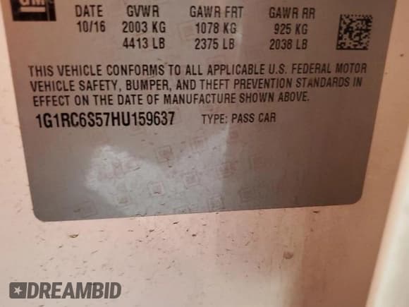 ✅ 2017 Chevrolet Volt LT • VIN: 1G1RC6S57HU159637 • Lot: 78271154. Wystawiony na Copart z przebiegiem 127 086 mil. Bezpłatny archiwum sprzedaży aukcyjnych z USA i szczegółowy raport historii pojazdu na DreamBid. Zdjęcie 12.