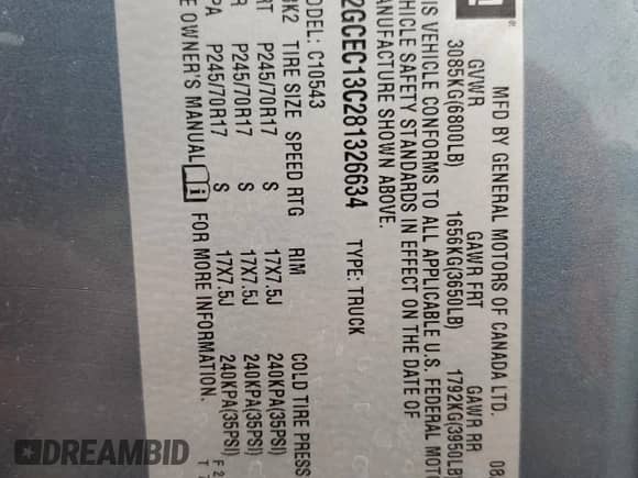 2008 Chevrolet Silverado 1500 LS with VIN 2GCEC13C281326634, listed as a Copart auction lot 87455505 with 228,880 mi miles and Salvage title. Bid and sale history available at DreamBid. Image 12.