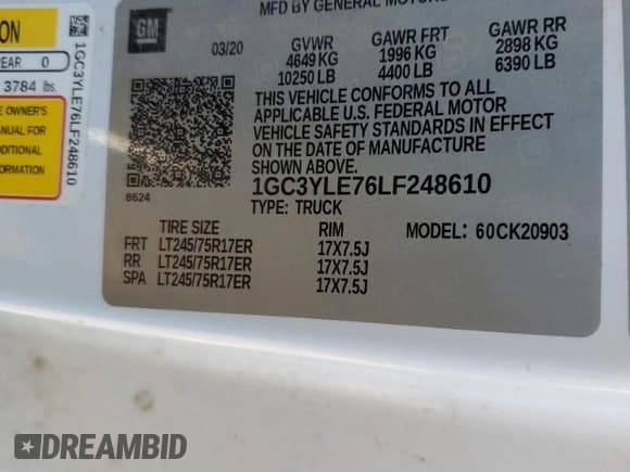 ✅ 2020 Chevrolet Silverado 2500HD Work Truck • VIN: 1GC3YLE76LF248610 • Лот: 88036855. Опубликован ранее на Copart с пробегом 102 728 миль. Бесплатный доступ к архиву аукционных продаж из США и подробный отчёт об истории автомобиля на DreamBid. Изображение 12.