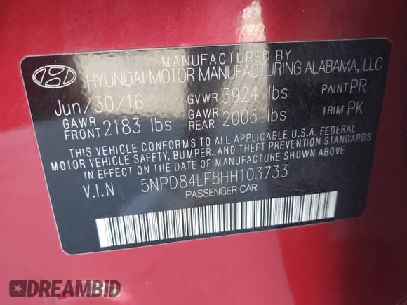 ✅ 2017 Hyundai Elantra Limited • VIN: 5NPD84LF8HH103733 • Lot: 43735829. Listed on IAAI with Not provided. Free auction sales archive from the USA and detailed vehicle history report at DreamBid. Image 9.
