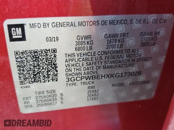 ✅ 2019 Chevrolet Silverado 1500 Custom • VIN: 3GCPWBEHXKG173028 • Lot: 69227704. Wystawiony na Copart z przebiegiem 55 288 mil. Bezpłatny archiwum sprzedaży aukcyjnych z USA i szczegółowy raport historii pojazdu na DreamBid. Zdjęcie 12.