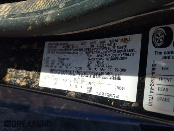 ✅ 2013 Ford Fiesta Titanium • VIN: 3FADP4FJ8DM159524 • Лот: 43447447. Опубликован ранее на IAAI с пробегом 184 137 миль. Бесплатный доступ к архиву аукционных продаж из США и подробный отчёт об истории автомобиля на DreamBid. Изображение 9.