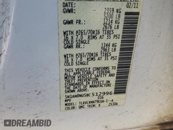 ✅ 2011 Nissan Xterra S • VIN: 5N1AN0NU5BC512996 • Lot: 53126945. Listed on Copart with 285,954 mi. Free auction sales archive from the USA and detailed vehicle history report at DreamBid. Image 14.