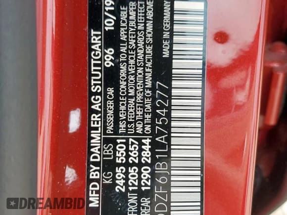 ✅ 2020 Mercedes-Benz E 450 • VIN: WDDZF6JB1LA754277 • Lot: 63595915. Listed on Copart with Not provided. Free auction sales archive from the USA and detailed vehicle history report at DreamBid. Image 13.