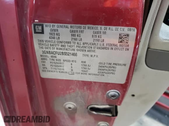 ✅ 2016 Chevrolet HHR 2LT • VIN: 3GNBACFU2BS521466 • Lot: 54050795. Listed on Copart with 156,482 mi. Free auction sales archive from the USA and detailed vehicle history report at DreamBid. Image 13.