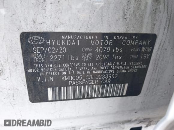 ✅ 2020 Hyundai Ioniq Limited • VIN: KMHC05LC3LU233962 • Lot: 41864980. Wystawiony na IAAI z przebiegiem 111 258 mil. Bezpłatny archiwum sprzedaży aukcyjnych z USA i szczegółowy raport historii pojazdu na DreamBid. Zdjęcie 9.