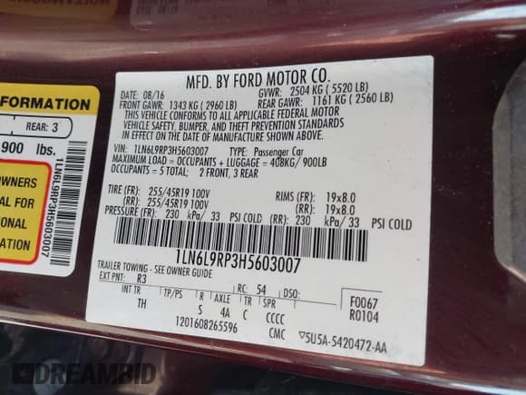 ✅ 2017 Lincoln Continental Reserve • VIN: 1LN6L9RP3H5603007 • Lot: 42373501. Listed on IAAI with 73,029 mi. Free auction sales archive from the USA and detailed vehicle history report at DreamBid. Image 9.