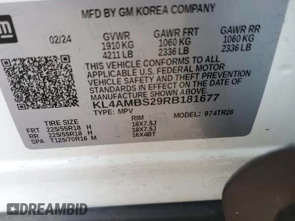 ✅ 2024 Buick Encore GX Preferred • VIN: KL4AMBS29RB181677 • Лот: 82224015. Опубликован ранее на Copart с пробегом Не указан. Бесплатный доступ к архиву аукционных продаж из США и подробный отчёт об истории автомобиля на DreamBid. Изображение 12.