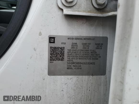 ✅ 2018 Chevrolet Volt LT • VIN: 1G1RC6S54JU153431 • Lot: 82225534. Listed on Copart with 83,568 mi. Free auction sales archive from the USA and detailed vehicle history report at DreamBid. Image 12.