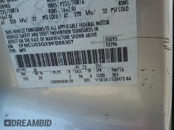 ✅ 2009 Ford Escape XLT • VIN: 1FMCU03GX9KB88307 • Лот: 81859295. Опубликован ранее на Copart с пробегом 181 334 миль. Бесплатный доступ к архиву аукционных продаж из США и подробный отчёт об истории автомобиля на DreamBid. Изображение 13.