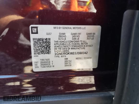 ✅ 2018 Chevrolet Traverse LT Cloth • VIN: 1GNERGKW2JJ160342 • Lot: 70833964. Wystawiony na Copart z przebiegiem 53 659 mil. Bezpłatny archiwum sprzedaży aukcyjnych z USA i szczegółowy raport historii pojazdu na DreamBid. Zdjęcie 14.