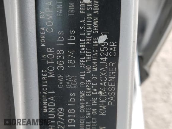 ✅ 2010 Hyundai Accent GLS • VIN: KMHCN4ACXAU425911 • Лот: 42782865. Опубликован ранее на Copart с пробегом 92 354 миль. Бесплатный доступ к архиву аукционных продаж из США и подробный отчёт об истории автомобиля на DreamBid. Изображение 13.