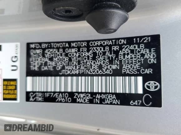 2022 Toyota Prius LE с VIN JTDKAMFP1N3206340, выставлен на аукционе Copart как лот 67626615 с пробегом 24 818 миль миль и Списание • Salvage title. История ставок и продаж доступна на DreamBid. Изображение 12.