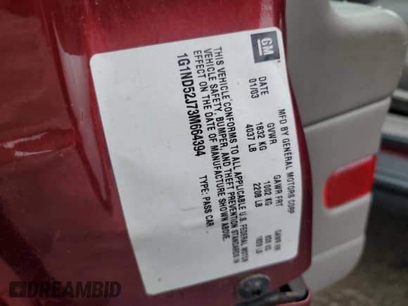 2003 Chevrolet Malibu with VIN 1G1ND52J73M664394, listed as a Copart auction lot 80733214 with 69,004 mi miles and Clean title. Bid and sale history available at DreamBid. Image 14.