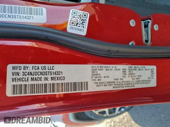 ✅ 2025 Jeep Compass Limited • VIN: 3C4NJDCN3ST514321 • Лот: 94994185. Опубликован ранее на Copart с пробегом 29 841 миль. Бесплатный доступ к архиву аукционных продаж из США и подробный отчёт об истории автомобиля на DreamBid. Изображение 13.