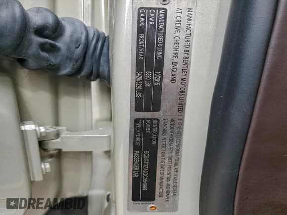 ✅ 2016 Bentley Continental GT V8 • VIN: SCBGT3ZA2GC054995 • Lot: 96621765. Wystawiony na Copart z przebiegiem 14 802 mil. Bezpłatny archiwum sprzedaży aukcyjnych z USA i szczegółowy raport historii pojazdu na DreamBid. Zdjęcie 12.