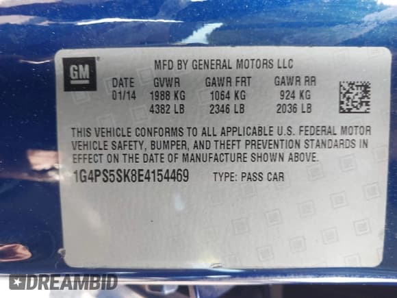 ✅ 2014 Buick Verano Group • VIN: 1G4PS5SK8E4154469 • Лот: 42853133. Опубликован ранее на IAAI с пробегом 126 743 миль. Бесплатный доступ к архиву аукционных продаж из США и подробный отчёт об истории автомобиля на DreamBid. Изображение 9.