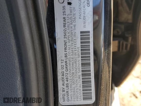 ✅ 2012 Audi A6 Premium Plus • VIN: WAUDFAFC4CN125112 • Lot: 49681165. Listed on Copart with 83,773 mi. Free auction sales archive from the USA and detailed vehicle history report at DreamBid. Image 14.