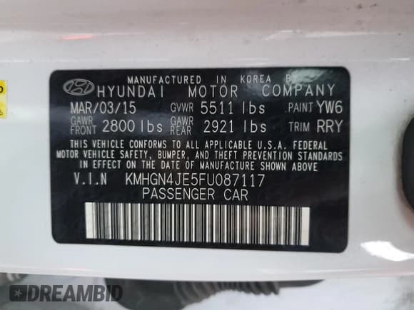 ✅ 2015 Hyundai Genesis 3.8L • VIN: KMHGN4JE5FU087117 • Lot: 83189614. Wystawiony na Copart z przebiegiem 144 265 mil. Bezpłatny archiwum sprzedaży aukcyjnych z USA i szczegółowy raport historii pojazdu na DreamBid. Zdjęcie 12.