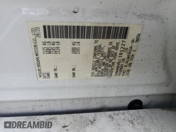 ✅ 2020 Nissan Maxima SR • VIN: 1N4AA6EV8LC385227 • Lot: 57478385. Listed on Copart with 34,907 mi. Free auction sales archive from the USA and detailed vehicle history report at DreamBid. Image 12.