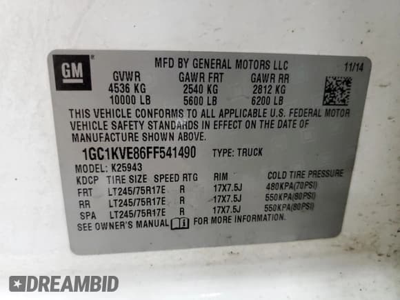 ✅ 2015 Chevrolet Silverado 2500HD LT • VIN: 1GC1KVE86FF541490 • Лот: 58498385. Опубликован ранее на Copart с пробегом 230 373 миль. Бесплатный доступ к архиву аукционных продаж из США и подробный отчёт об истории автомобиля на DreamBid. Изображение 12.