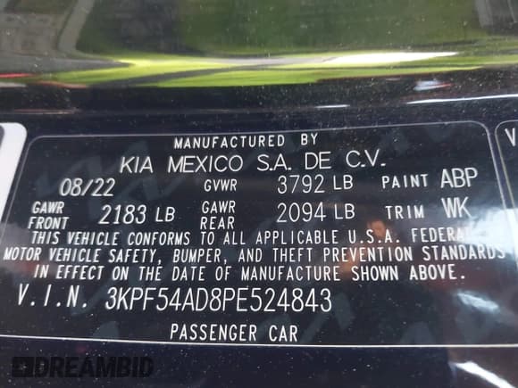 ✅ 2023 Kia Forte GT-Line • VIN: 3KPF54AD8PE524843 • Lot: 43035410. Listed on IAAI with 57,565 mi. Free auction sales archive from the USA and detailed vehicle history report at DreamBid. Image 9.