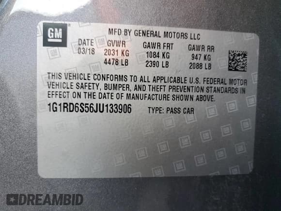 ✅ 2018 Chevrolet Volt Premier • VIN: 1G1RD6S56JU133906 • Lot: 60874364. Wystawiony na Copart z przebiegiem 28 001 mil. Bezpłatny archiwum sprzedaży aukcyjnych z USA i szczegółowy raport historii pojazdu na DreamBid. Zdjęcie 13.