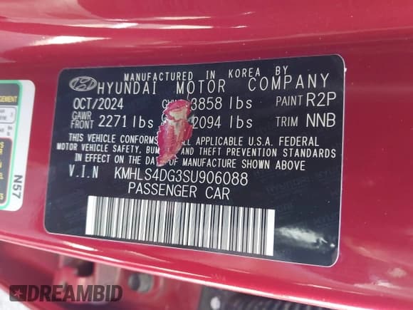 ✅ 2025 Hyundai Elantra SEL Convenience • VIN: KMHLS4DG3SU906088 • Lot: 43623215. Wystawiony na IAAI z przebiegiem 16 408 mil. Bezpłatny archiwum sprzedaży aukcyjnych z USA i szczegółowy raport historii pojazdu na DreamBid. Zdjęcie 9.