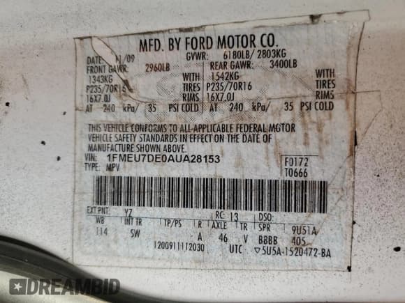 ✅ 2010 Ford Explorer XLT • VIN: 1FMEU7DE0AUA28153 • Лот: 93061865. Опубликован ранее на Copart с пробегом 74 476 миль. Бесплатный доступ к архиву аукционных продаж из США и подробный отчёт об истории автомобиля на DreamBid. Изображение 13.