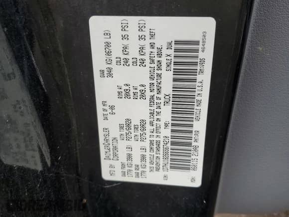 2006 Dodge 1500 SLT with VIN 1D7HU18266S674210, listed as a Copart auction lot 72515684 with 185,084 mi miles and Salvage title. Bid and sale history available at DreamBid. Image 12.