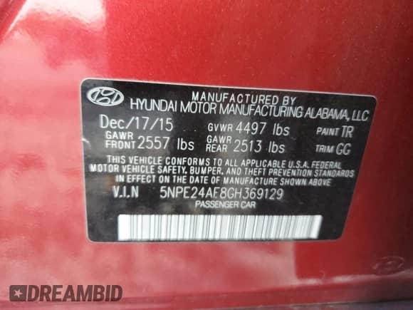 2016 Hyundai Sonata SE с VIN 5NPE24AF8GH369129, выставлен на аукционе Copart как лот 85527275 с пробегом 69 759 миль миль и Списание • Salvage title. История ставок и продаж доступна на DreamBid. Изображение 12.