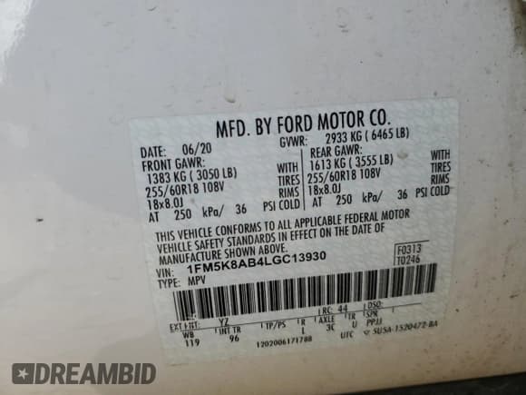 ✅ 2020 Ford Police Interceptor Utility • VIN: 1FM5K8AB4LGC13930 • Лот: 58328945. Опубликован ранее на Copart с пробегом Не указан. Бесплатный доступ к архиву аукционных продаж из США и подробный отчёт об истории автомобиля на DreamBid. Изображение 14.