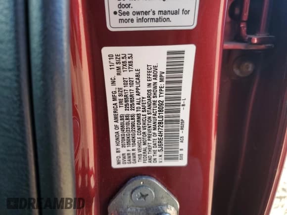 ✅ 2011 Honda CR-V EX-L • VIN: 5J6RE4H72BL018092 • Lot: 91490645. Wystawiony na Copart z przebiegiem 349 338 mil. Bezpłatny archiwum sprzedaży aukcyjnych z USA i szczegółowy raport historii pojazdu na DreamBid. Zdjęcie 13.