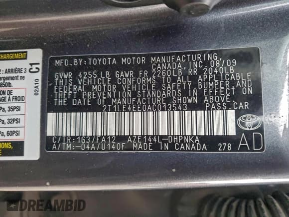 ✅ 2010 Toyota Matrix S • VIN: 2T1LE4EE0AC013543 • Лот: 95496715. Опубликован ранее на Copart с пробегом 100 416 миль. Бесплатный доступ к архиву аукционных продаж из США и подробный отчёт об истории автомобиля на DreamBid. Изображение 12.