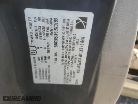 ✅ 2003 Saturn VUE • VIN: 5GZCZ53B43S883489 • Лот: 88301415. Опубликован ранее на Copart с пробегом Не указан. Бесплатный доступ к архиву аукционных продаж из США и подробный отчёт об истории автомобиля на DreamBid. Изображение 14.