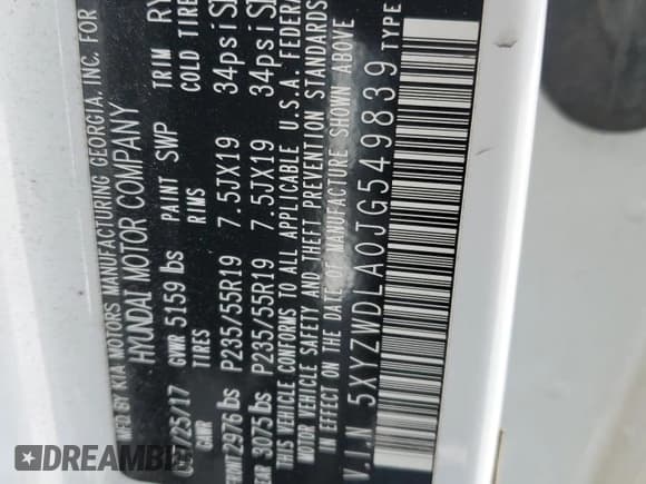 ✅ 2018 Hyundai Santa Fe Ultimate • VIN: 5XYZWDLA0JG549839 • Лот: 51092454. Опубликован ранее на Copart с пробегом 44 029 миль. Бесплатный доступ к архиву аукционных продаж из США и подробный отчёт об истории автомобиля на DreamBid. Изображение 15.