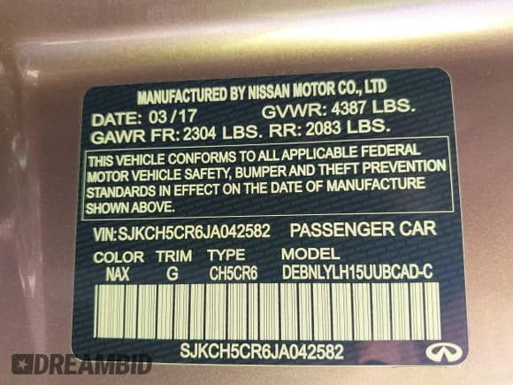 ✅ 2018 Infiniti QX30 Luxury • VIN: SJKCH5CR6JA042582 • Lot: 42963307. Listed on IAAI with 70,961 mi. Free auction sales archive from the USA and detailed vehicle history report at DreamBid. Image 9.