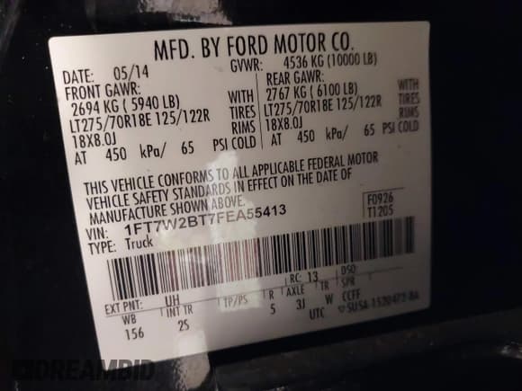 ✅ 2015 Ford F-250 Lariat • VIN: 1FT7W2BT7FEA55413 • Lot: 41764838. Listed on IAAI with 121,605 mi. Free auction sales archive from the USA and detailed vehicle history report at DreamBid. Image 9.