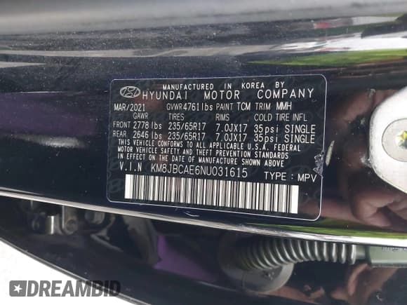 ✅ 2022 Hyundai Tucson SEL • VIN: KM8JBCAE6NU031615 • Lot: 42887395. Listed on IAAI with 63,078 mi. Free auction sales archive from the USA and detailed vehicle history report at DreamBid. Image 9.