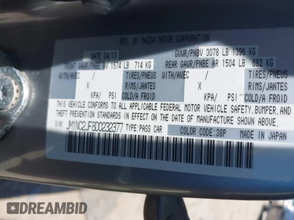 ✅ 2013 Mazda MX-5 Miata Sport • VIN: JM1NC2JF8D0232377 • Lot: 42312848. Wystawiony na IAAI z przebiegiem Nie podano. Bezpłatny archiwum sprzedaży aukcyjnych z USA i szczegółowy raport historii pojazdu na DreamBid. Zdjęcie 9.