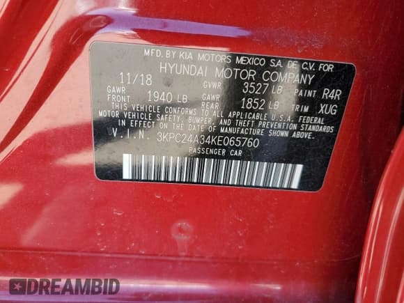 ✅ 2019 Hyundai Accent SE • VIN: 3KPC24A34KE065760 • Лот: 50911935. Опубликован ранее на Copart с пробегом 90 835 миль. Бесплатный доступ к архиву аукционных продаж из США и подробный отчёт об истории автомобиля на DreamBid. Изображение 14.