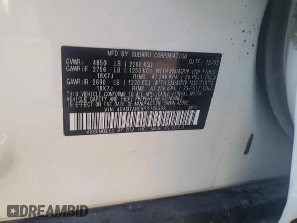 ✅ 2023 Subaru Outback Limited • VIN: 4S4BTANC5P3156399 • Lot: 85492905. Wystawiony na Copart z przebiegiem 34 495 mil. Bezpłatny archiwum sprzedaży aukcyjnych z USA i szczegółowy raport historii pojazdu na DreamBid. Zdjęcie 14.